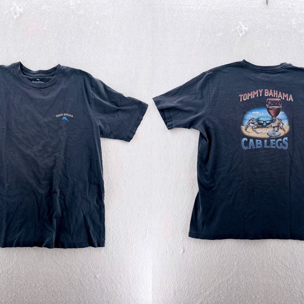 Tommy Bahama - Graphic T-Shirt Cab Legs Distressed - Charcoal Gray - L - Mens